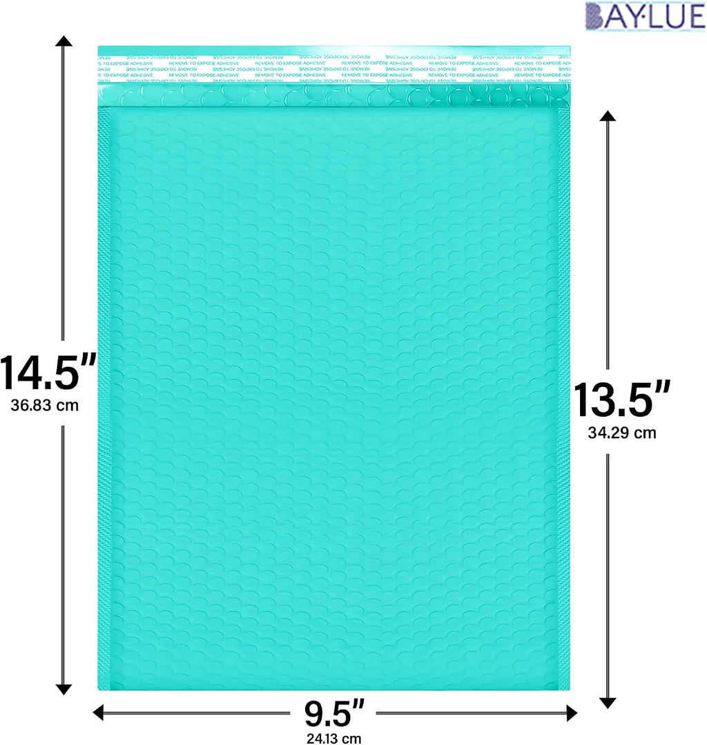 Teal Bubble Mailers 9.5x14.5, Self Seal Poly Padded Envelopes #4, 100 Pack