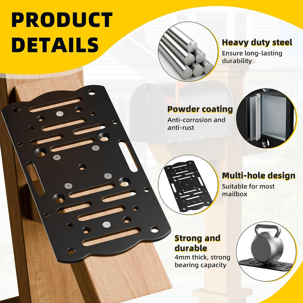 Metal Mailbox Mounting Bracket,Post Mount Mailboxes Board,Mailbox Bracket for Wood or Hollow Posts,Mailbox Mounting