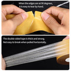Thin Grid Double Sided Tape Heavy Duty, High Tack Mesh Glue Tape, 1" x 66FT