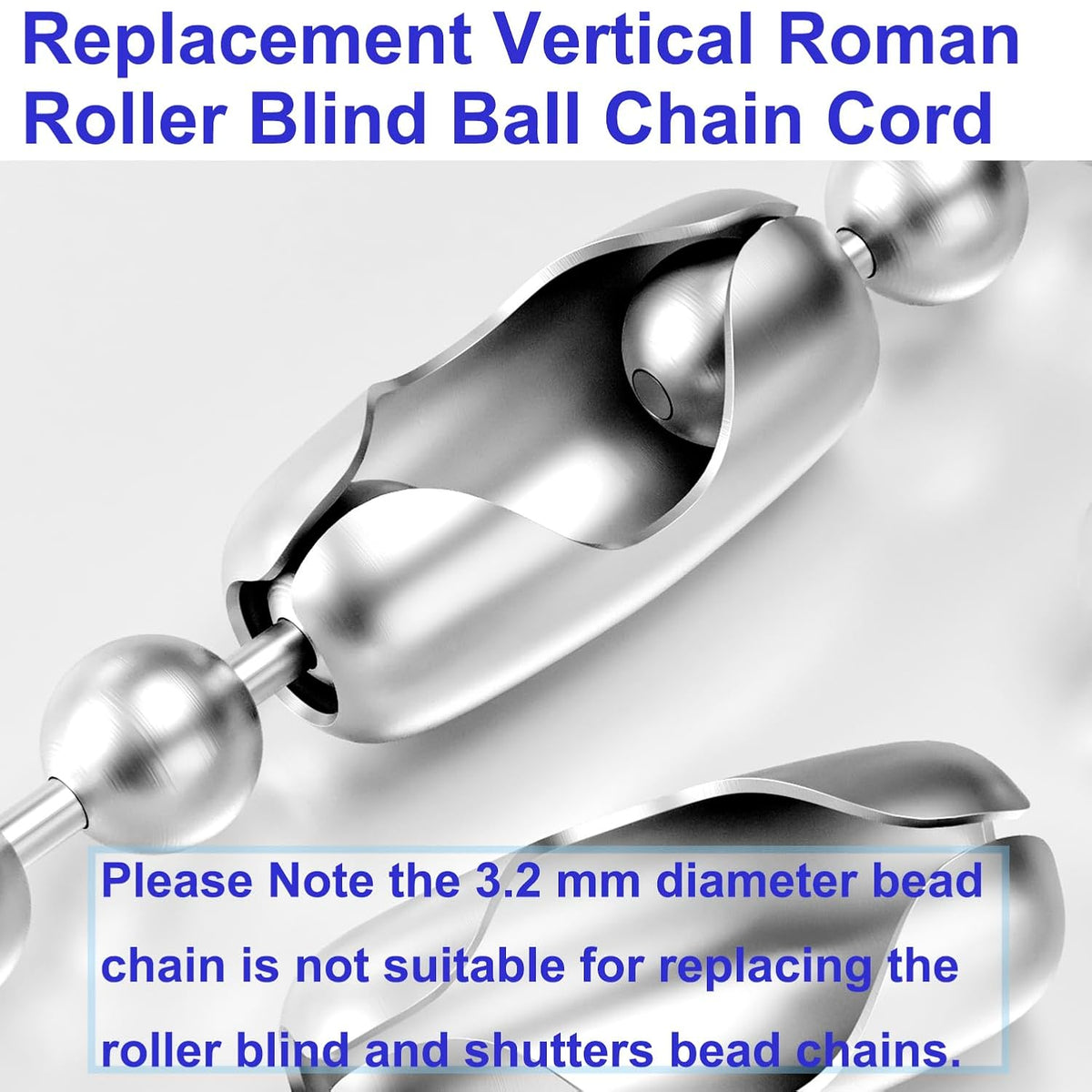 10 Feet Beaded Ball Chain, 4.5mm Stainless Steel Bead Pull Chain Extension with 12PCS Connectors for Window Roller Chain Replacement, Plumbing and Equipment Labeling (Silver)