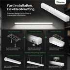 E2 LIGHTING 4ft LED Linear Shop Light, Emergency Battery Backup