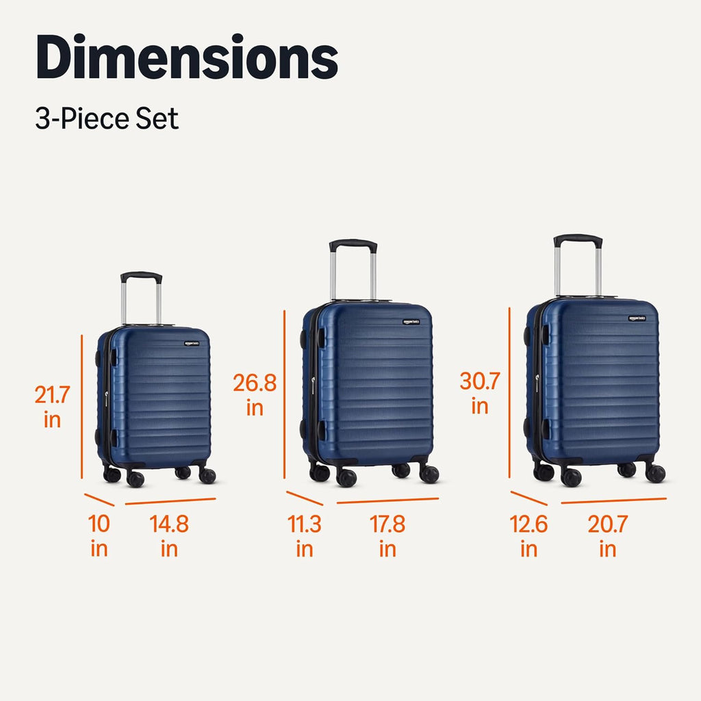 3-Piece Hardside Expandable Luggage Set (21" Carry-On, 26", 30"), Spinner Suitcases with Multi-directional Wheels