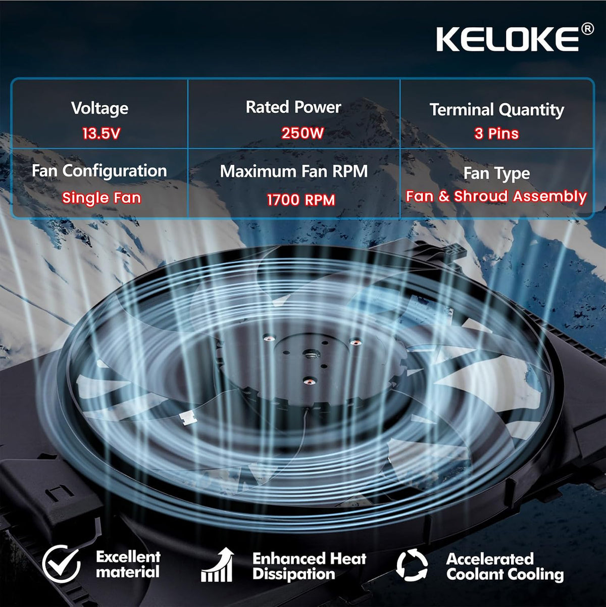 KELOKE Engine Radiator Cooling Fan Assembly Compatible with Dodge & Jeep