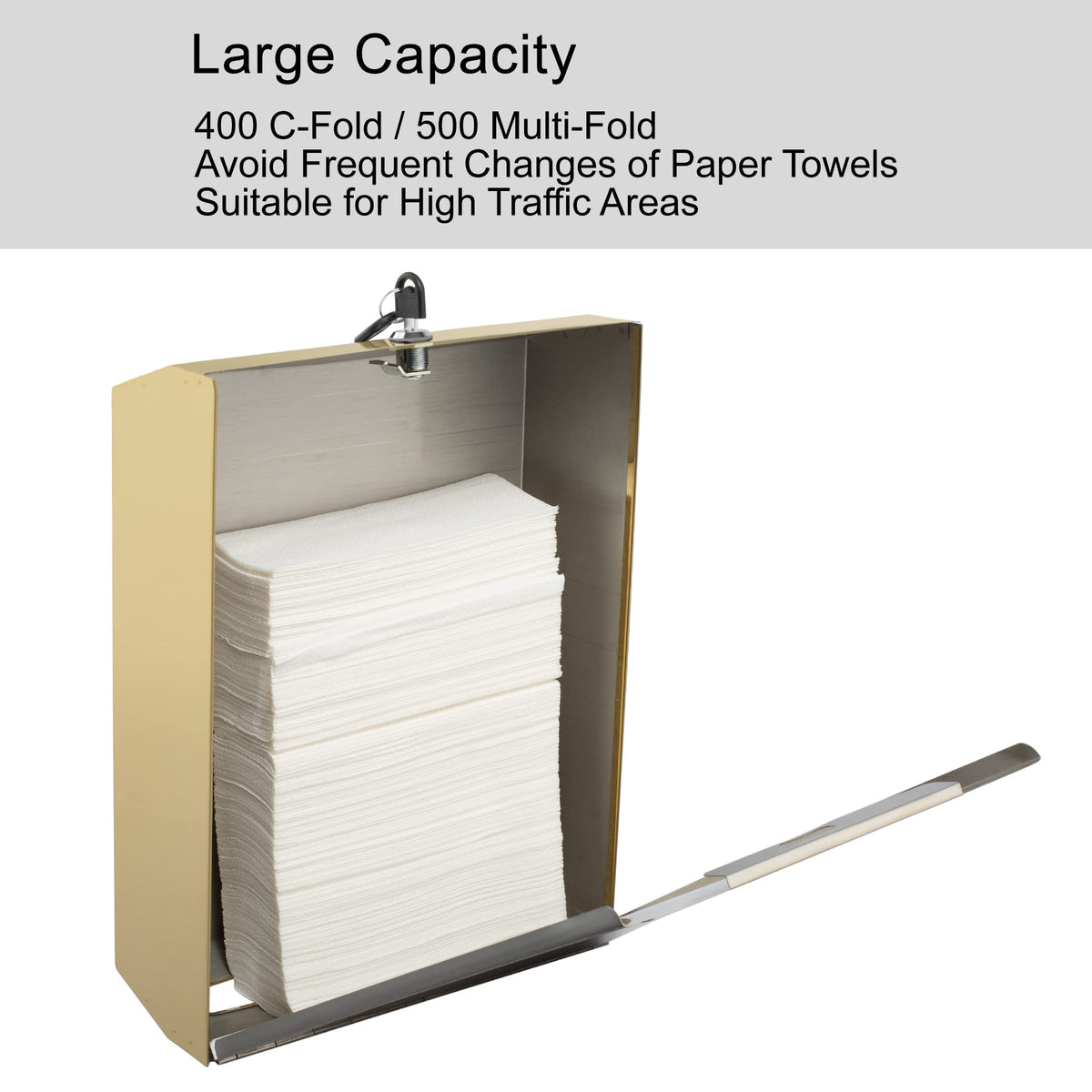 Paper Towel Dispenser, Commercial Stainless Steel, Gold