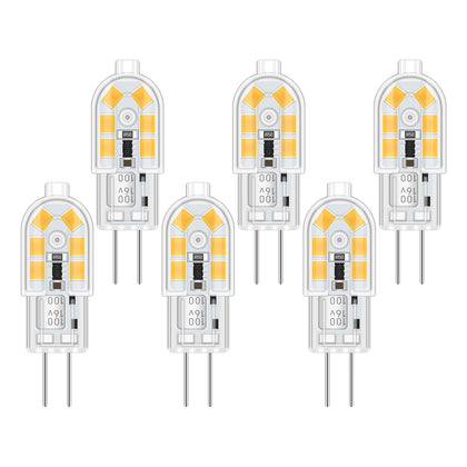 6-Pack G4 LED Light Bulbs 12V 2W Equivalent 20W,1.42"H × 0.47"W,4000K,200LM