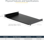StarTech 1U Fixed Cantilever Rack Shelf, 10in, 44lb, Black (CABSHELF1U10)