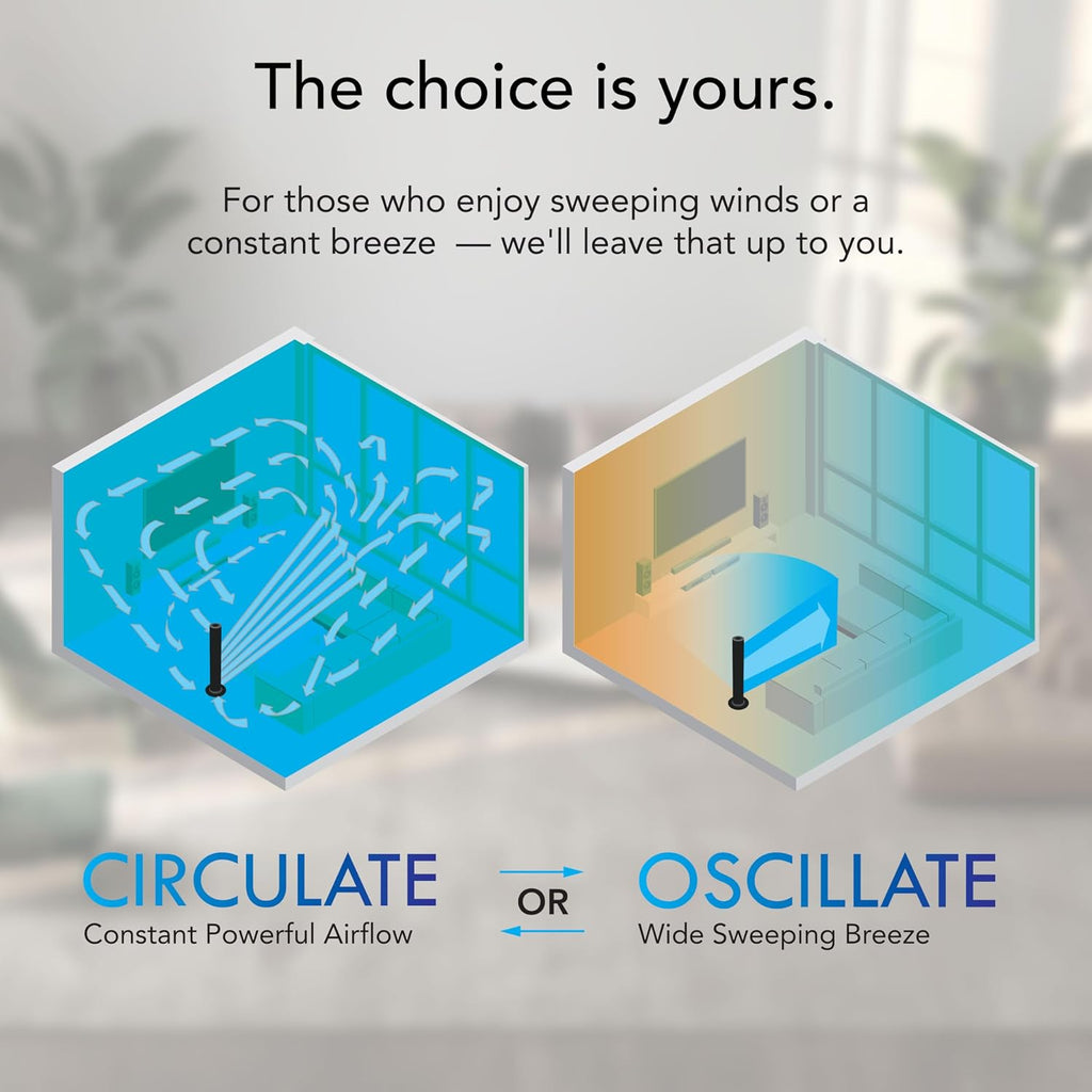 OSC84 41" Whole Room Oscillating Tower Fan, Remote Control, 70-Degree Oscillation, Quiet Operation, 4 Speed Settings