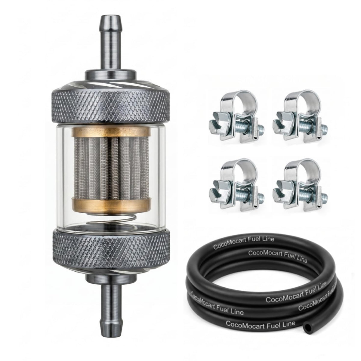CocoMocart 1/4" Universal Fuel Filter Clear View 8mm Inline Replacement