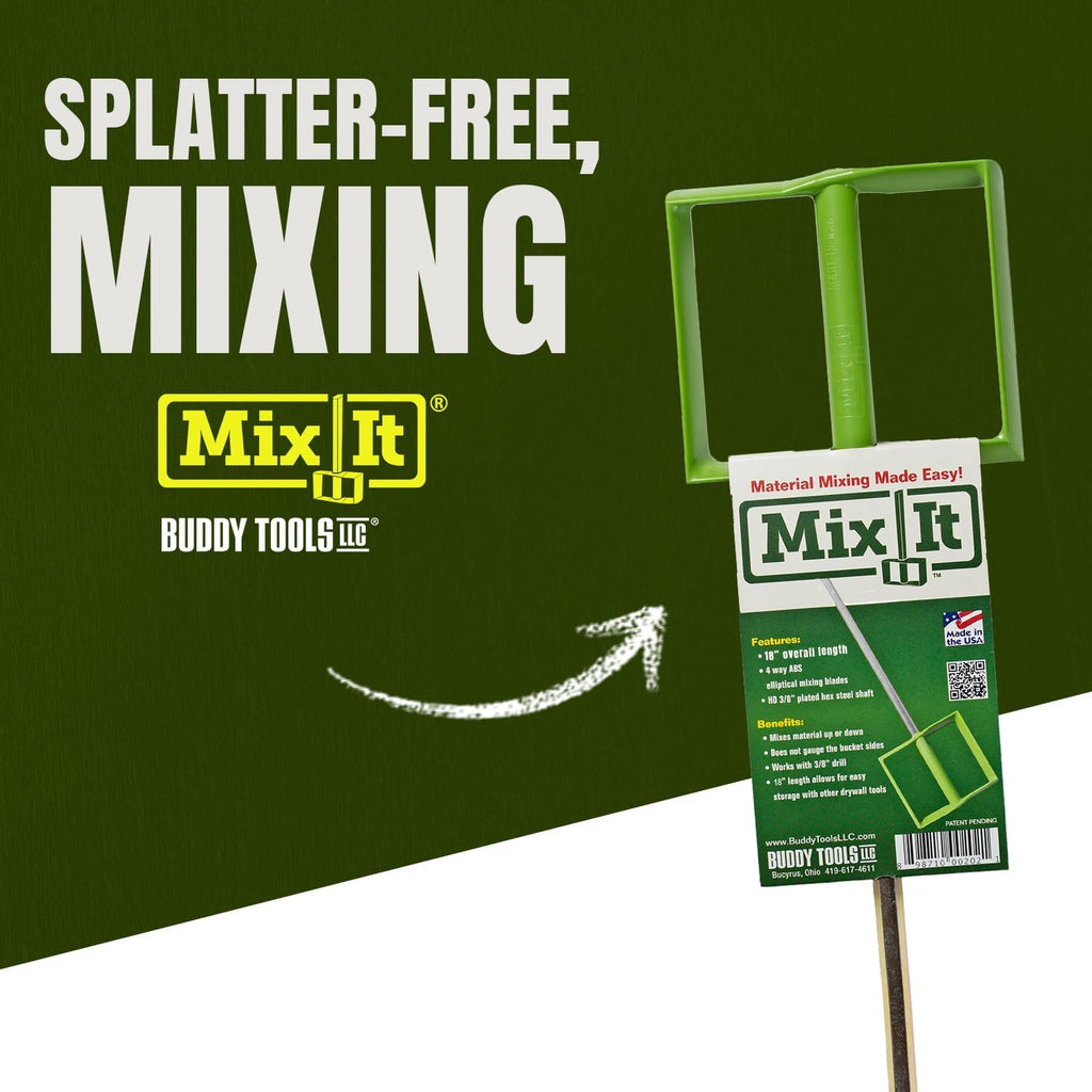 Mix It, 18" Length Mud Mixer | Durable ABS Paddle – Efficient Paint Mixer for Drill – Easy-to-Use & Rust-Resistant