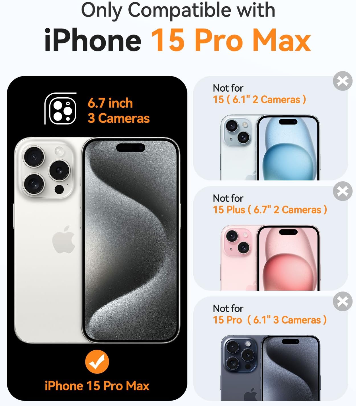 Magnetic Compatible with iPhone 15 Pro Max Case, Upgraded [Full Camera Protection] [Compatible with Magsafe]