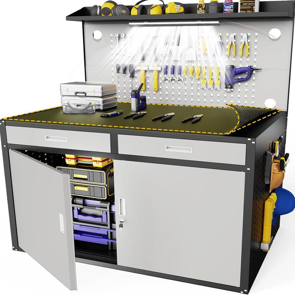 48" Workbench,Heavy Duty 2500 LBS Capacity Work Benches for Garage | Work Bench with Drawers and Storage,Work Table
