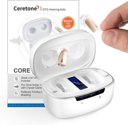 Core One Pro OTC Hearing Aids for Seniors, Tiny Invisible Rechargeable Hearing Aids for Adults, Intricon Digital