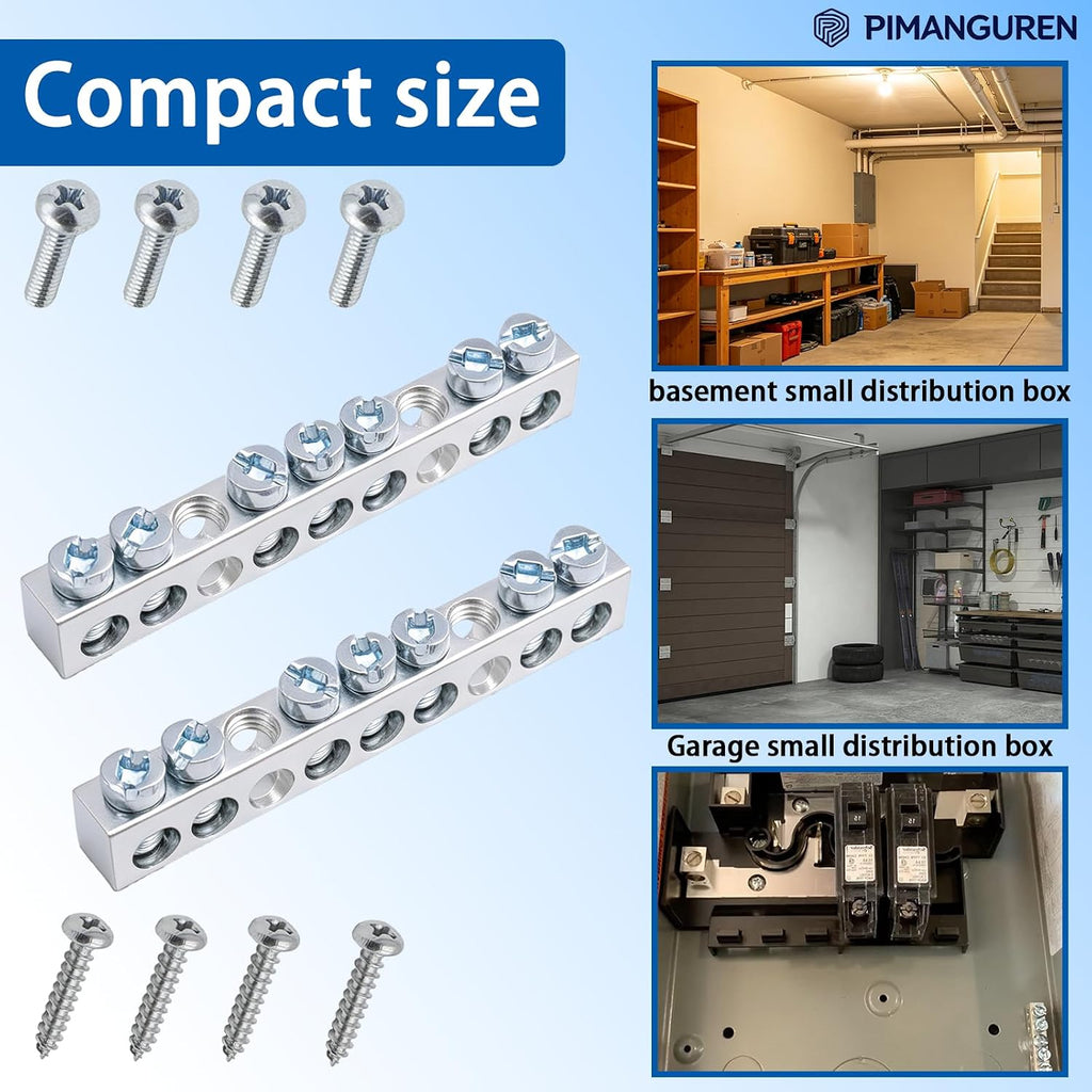 7 Terminal Ground Bar Kit for Square D Load Centers 2 Pack