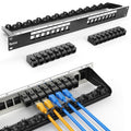 Patch Panel 16 Port with 16pcs Cat6 Keystone Jack UTP Fold Keystone Patch Panel 19Inch with Cable Management and