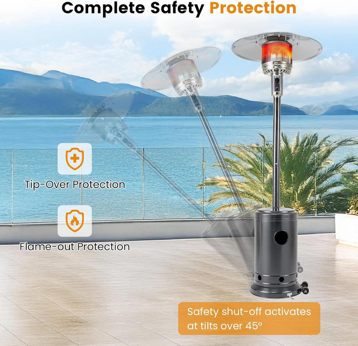 50,000 BTU Propane Patio Heater with Easy Ignition, Gray