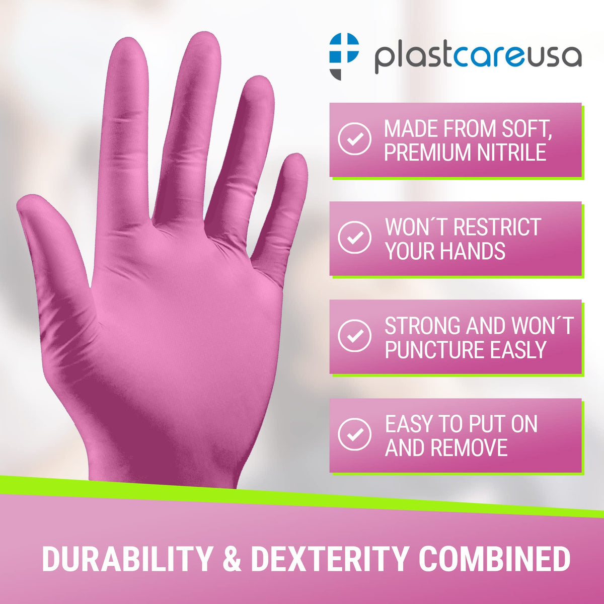 100 Large Nitrile Exam Disposable Gloves, Latex & Powder Free