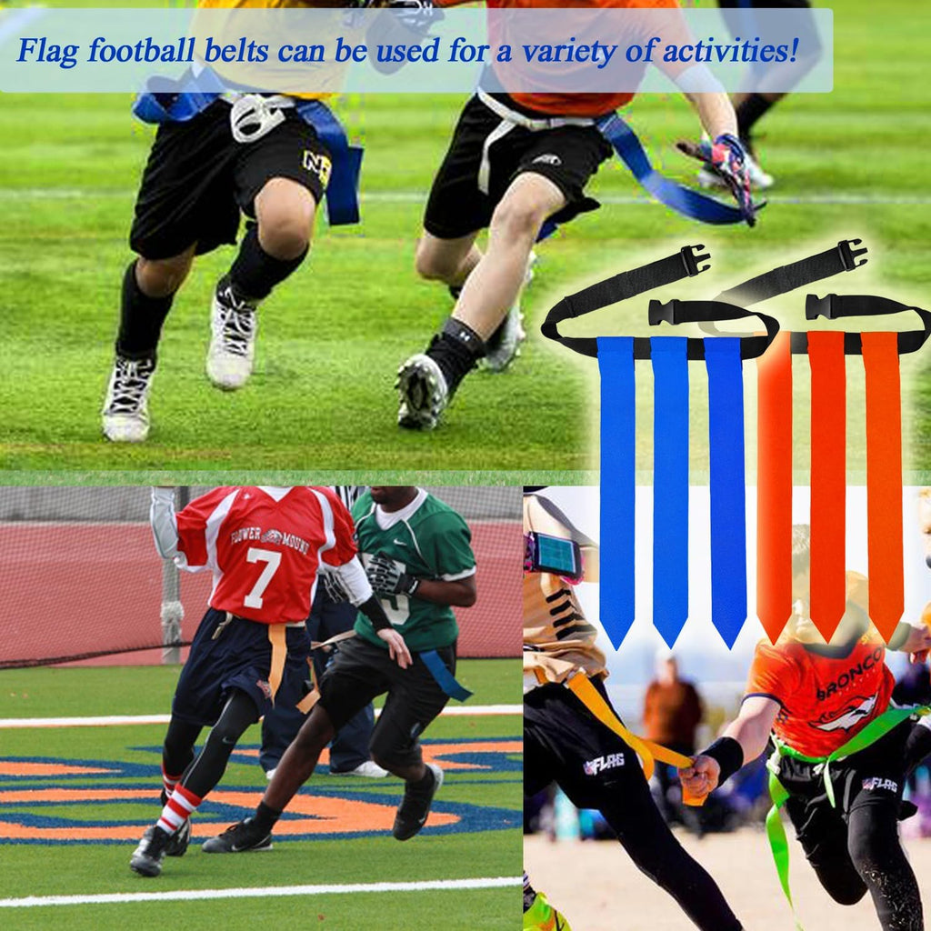 16 Sets Flag Football Belts, Adjustable Flag Football Set, Flag Football Flags Training Set Include Cones