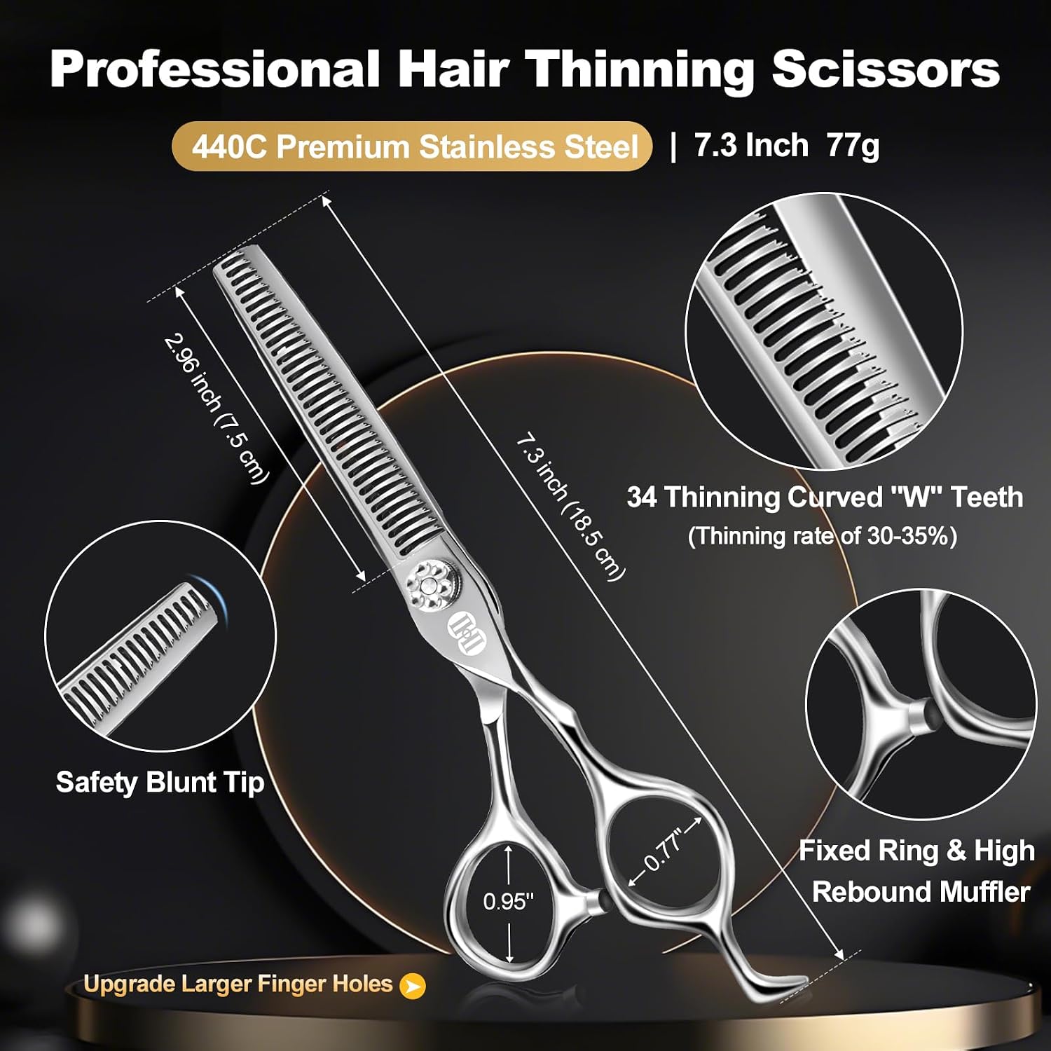 Professional Hair Cutting Scissors Kit, 440C 7″ Barber Shears Set | Pro Haircut Scissors Kit, Hairdressing Trimming