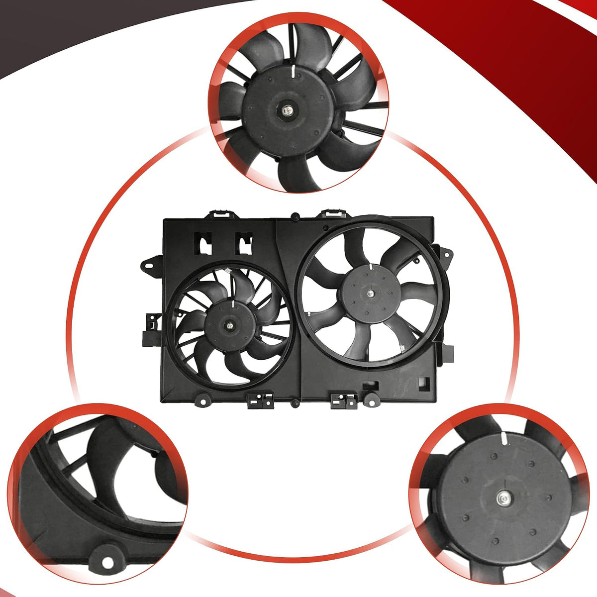 PartsFlow Engine Radiator Cooling Fan Assembly For 2006-2008 Chevrolet Equinox For 2006-2008 Pontiac Torrent 621-052
