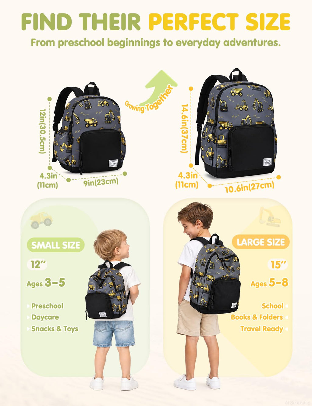 Preschool Backpack Toddler Kids Cute Lightweight Water Resistant