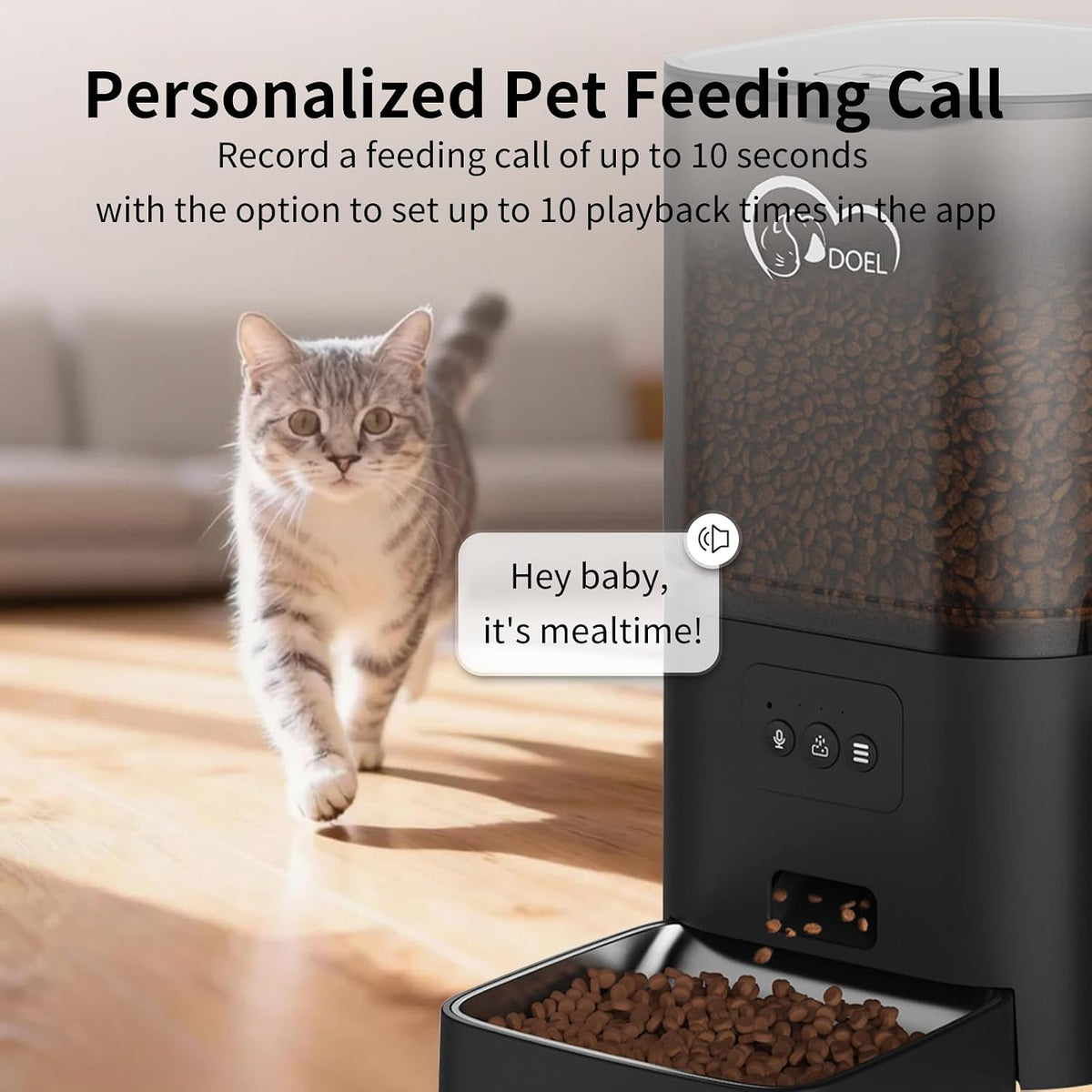 2.4GHz WiFi Automatic Cat Feeder and Water Fountain, 6L/24 Cups Timed Dry Food Dispenser for 2.5 Weeks, with APP
