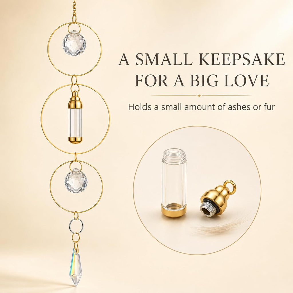 Pet Memorial Urn Suncatcher Dog Cat Memorial Gifts,Ring