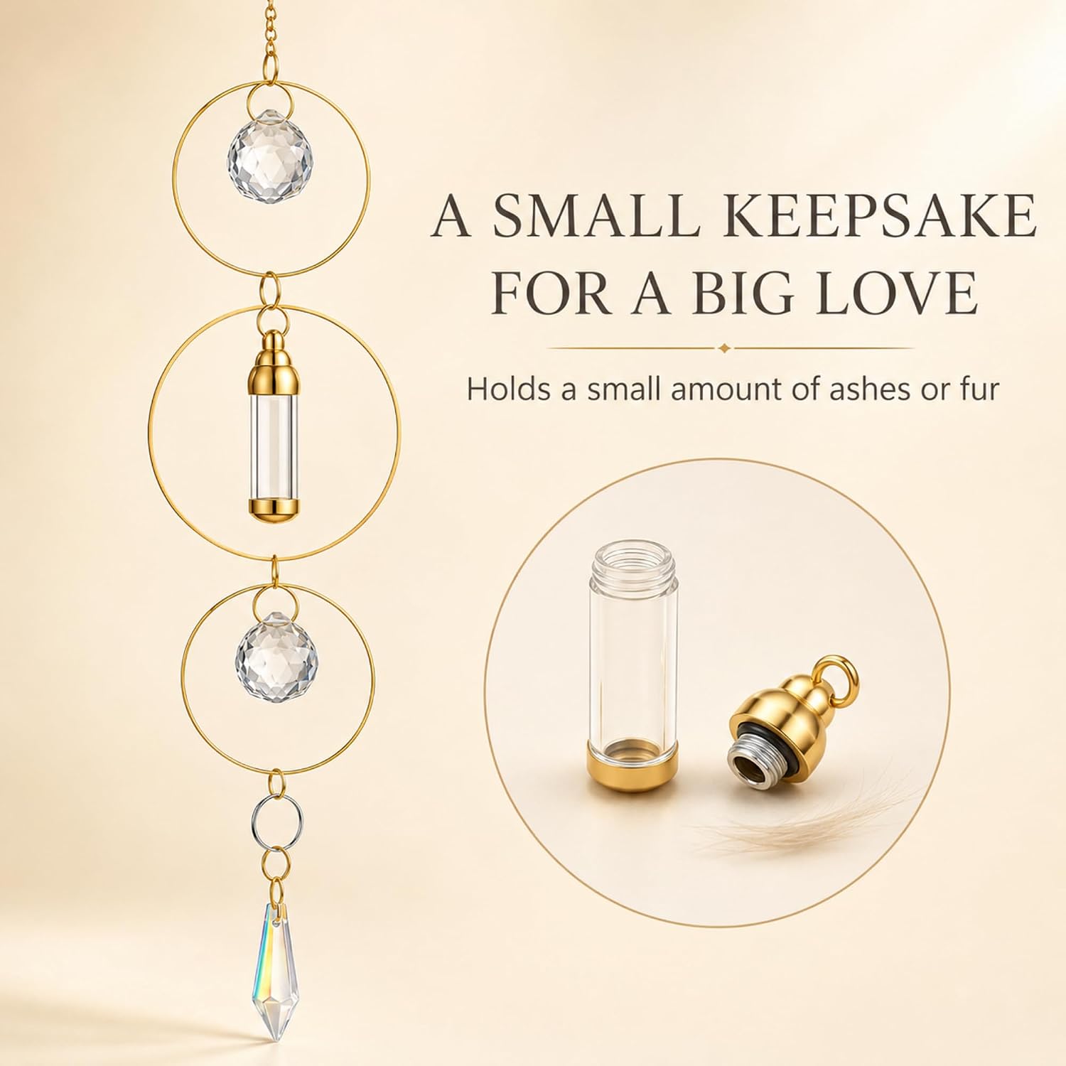 Pet Memorial Urn Suncatcher Dog Cat Memorial Gifts,Ring