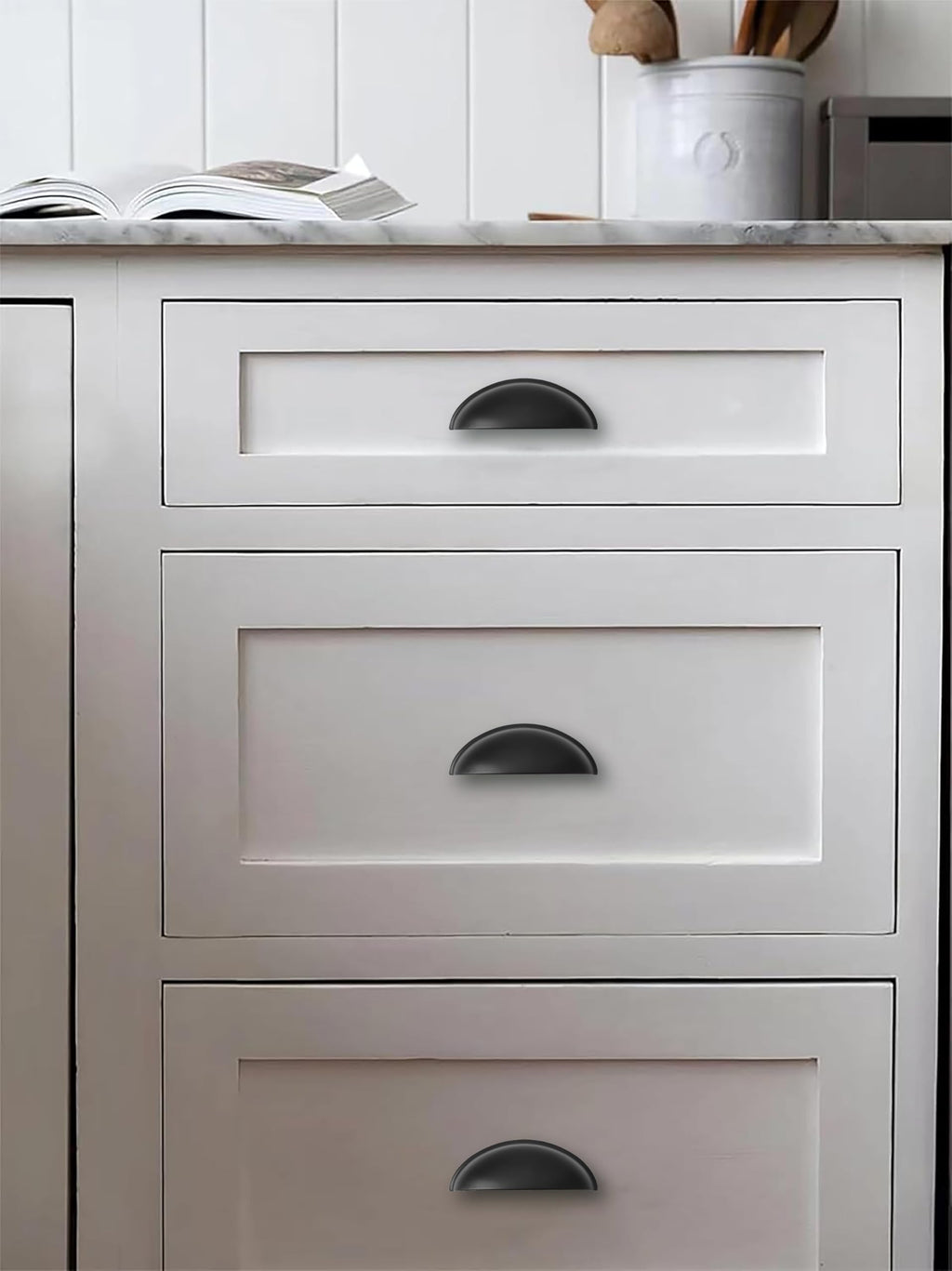 10 Pack 2-1/2" Drawer Pulls Matte Black Cabinet Cup Pulls Kitchen Hardware Cabinet Handles Drawer Handles Knobs 2-1/2