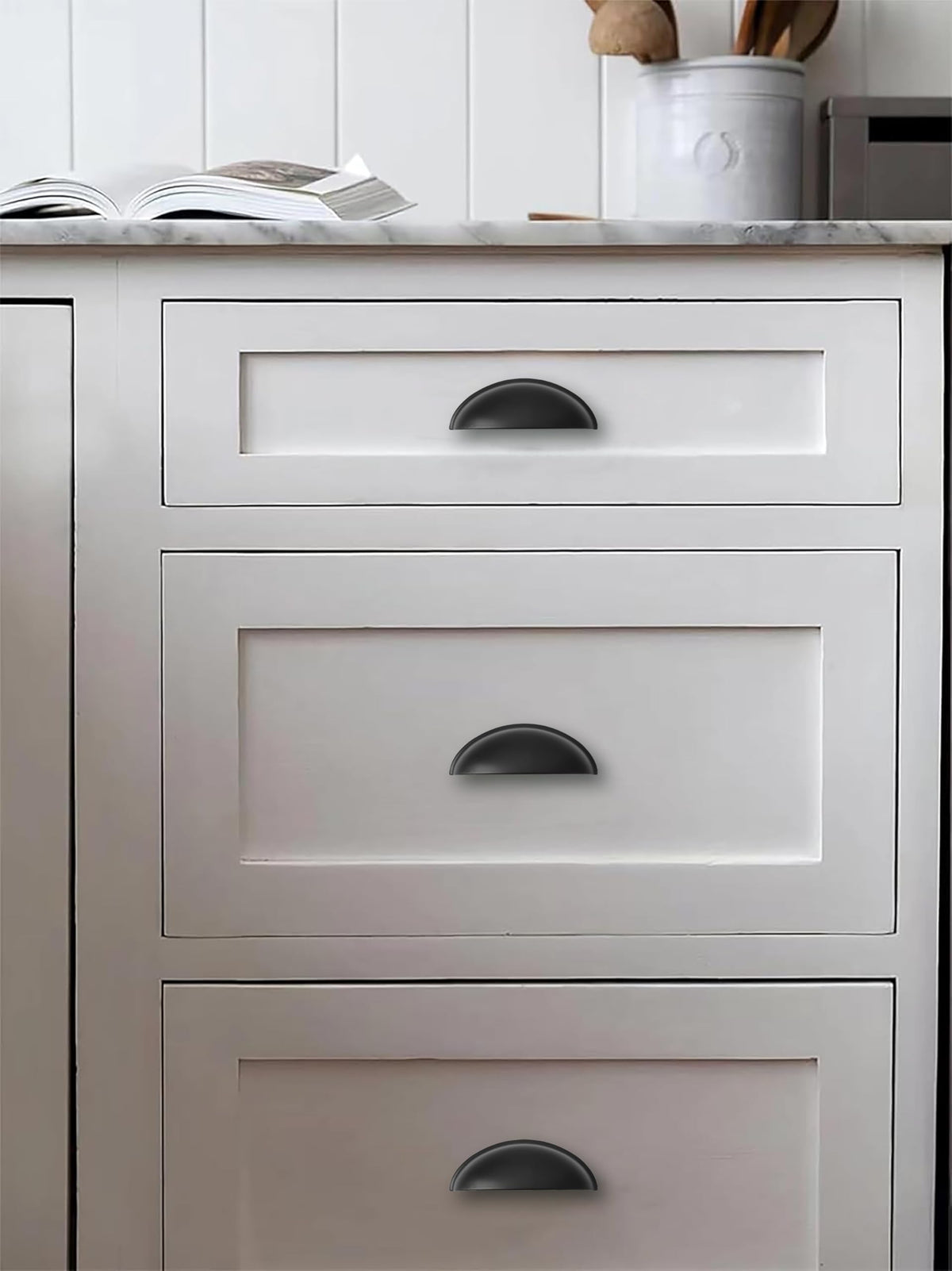 10 Pack 2-1/2" Drawer Pulls Matte Black Cabinet Cup Pulls Kitchen Hardware Cabinet Handles Drawer Handles Knobs 2-1/2