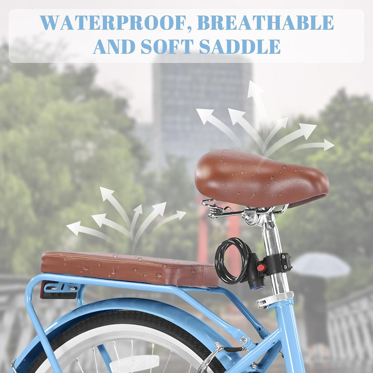 24/26 Inch Foldable Beach Cruiser Bike for Womens, 7 Speed Womens Bike with Basket and Coffee Cup, Commuting Bicycles