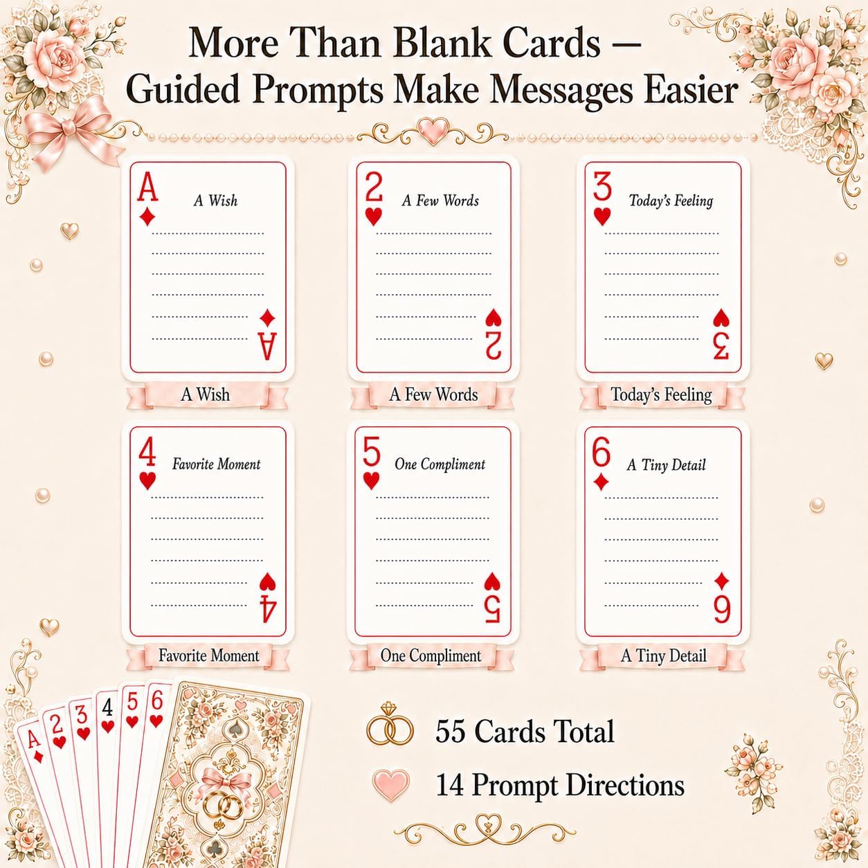 Wedding Guest Book Alternative, 55 Prompt Cards in Divided Wooden Box
