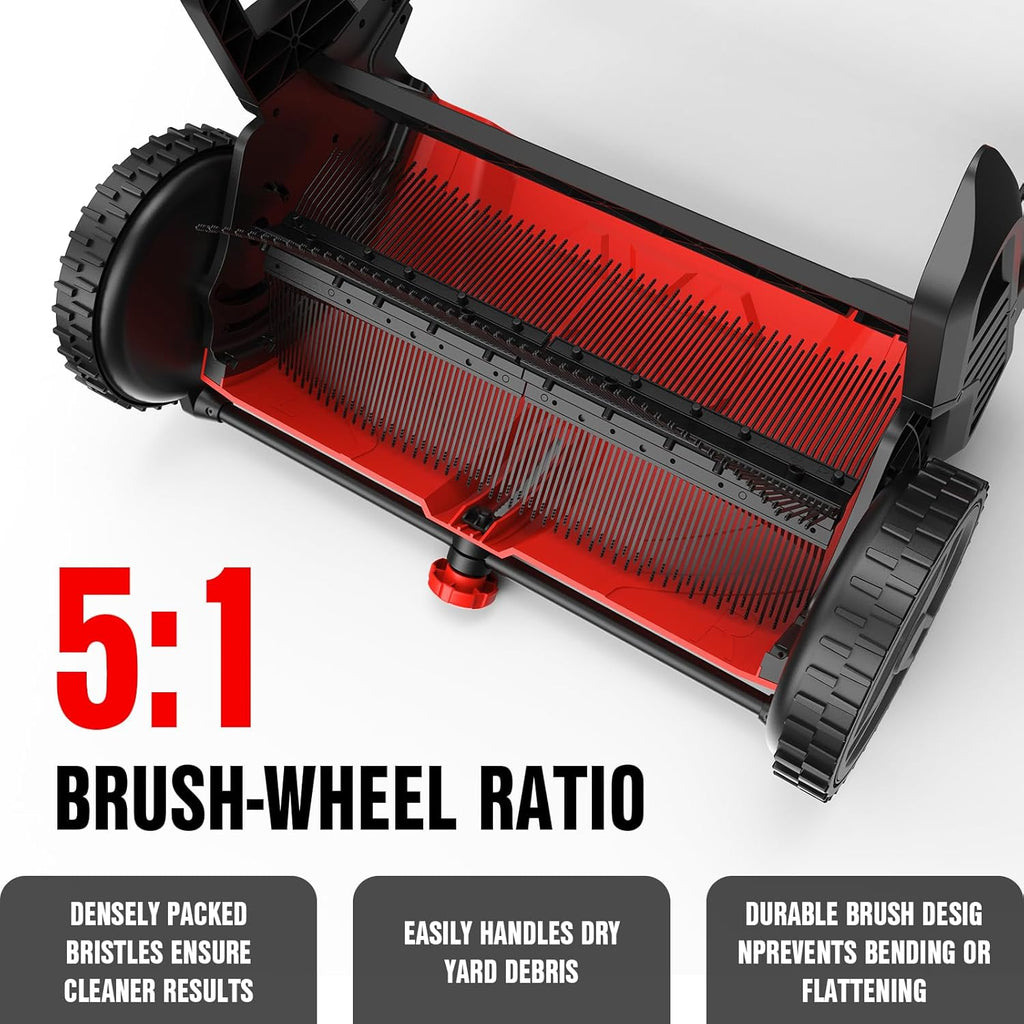 Push Lawn Sweeper, 26-INCH Leaf Sweeper for Lawn Push with 3.5 cu.ft.Hopper Bag, Adjustable Brush Height, Lightweight