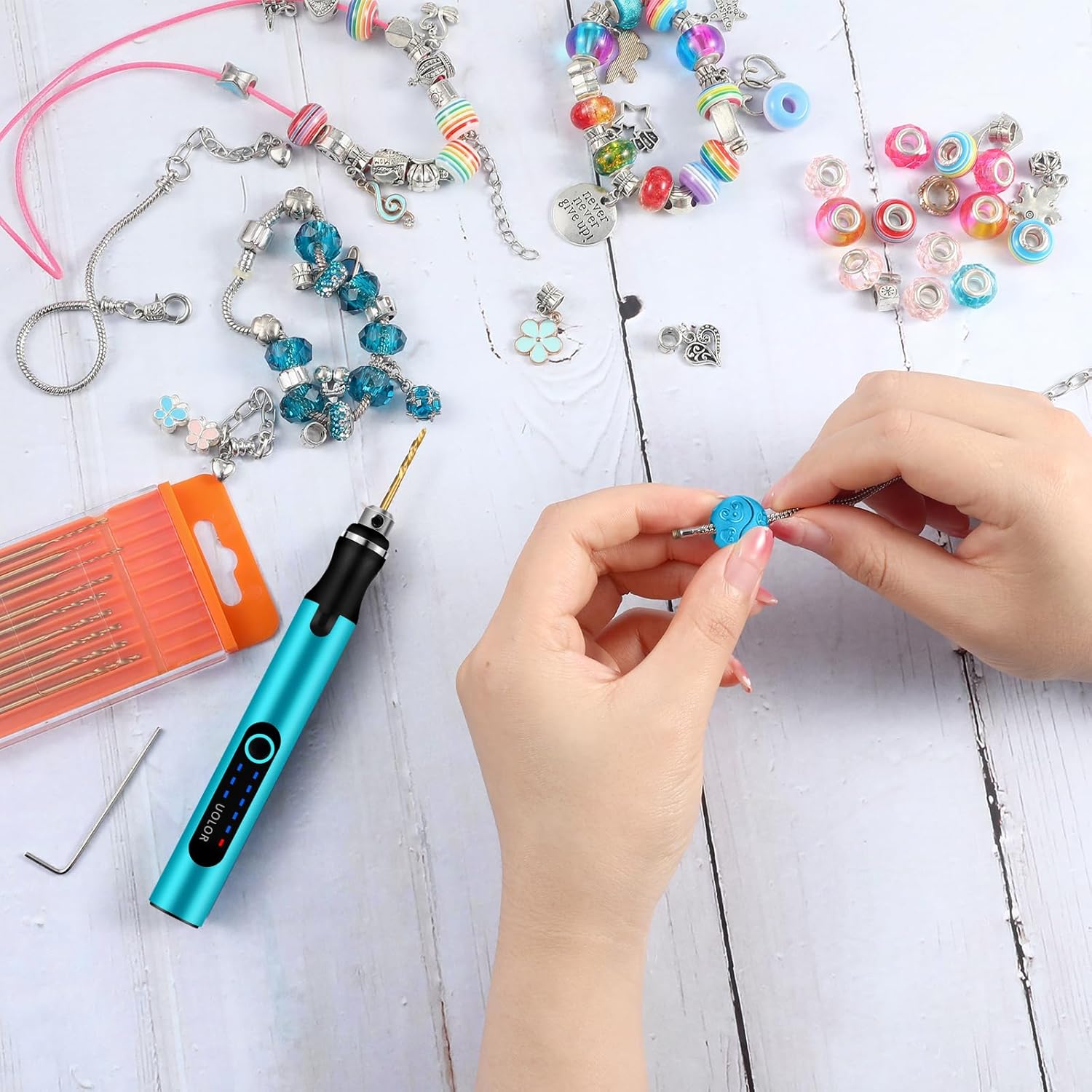 3-Speed Cordless Mini Drill Pen, Rechargeable DIY Electric Hand Drill with 10 Small Drill Bits, Micro Drill Set for