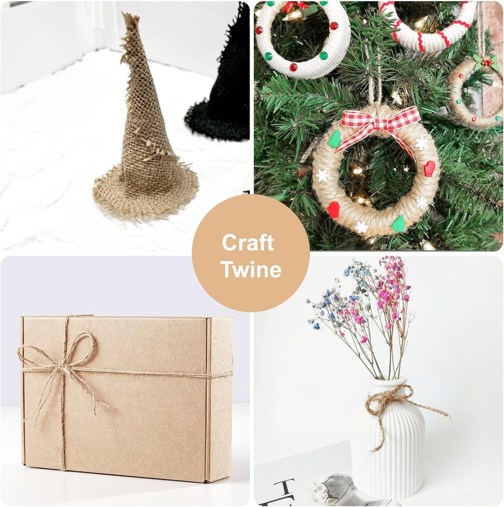 Natural Jute Twine 1.5MM, 984 Feet Gift Wrapping Twine String