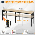 96" Adjustable Heavy Duty Workbench with Power Outlets & Pegboard