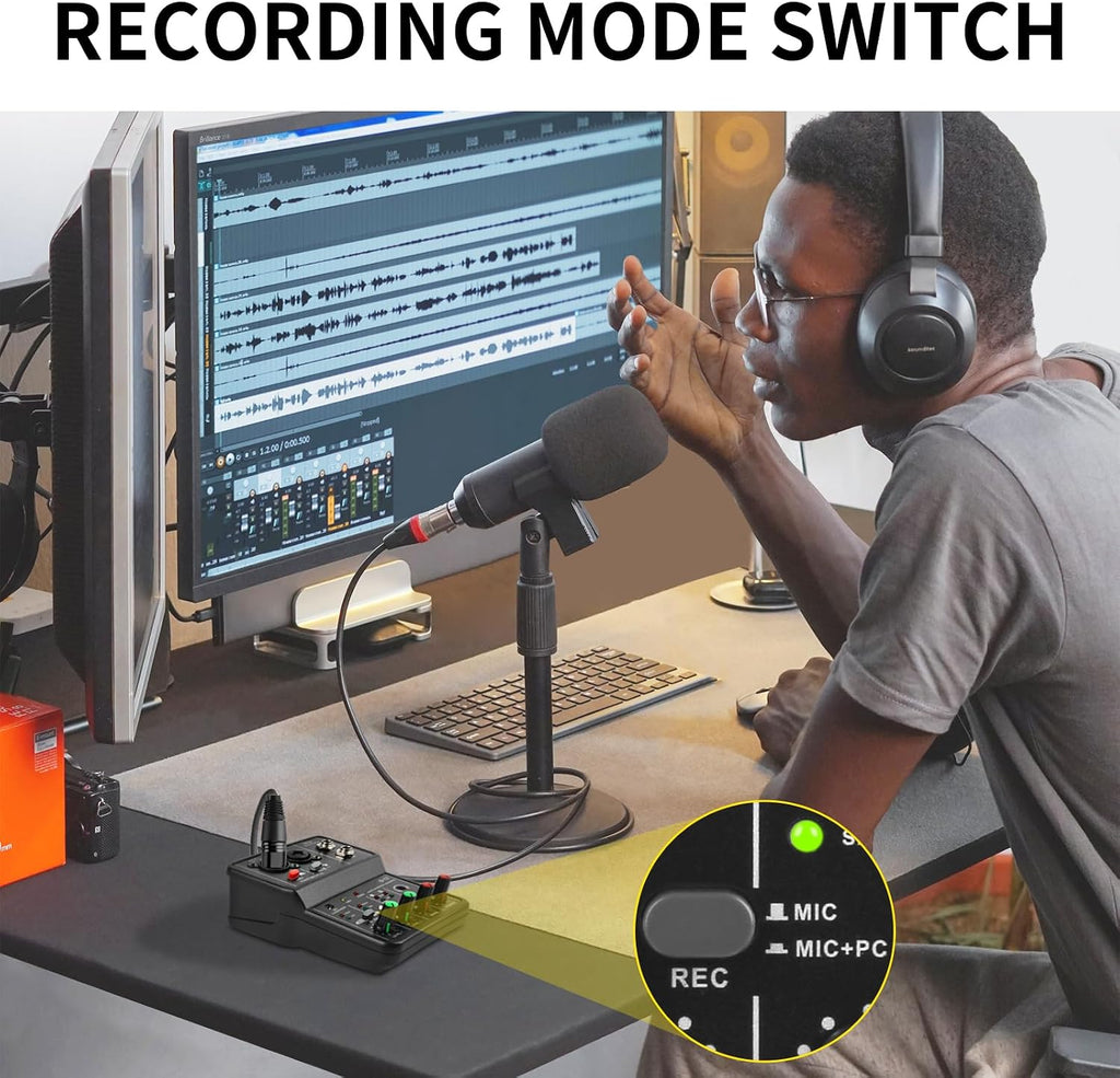 USB Audio Interface for PC,Interface for Recording Music Computer Recording Audio Interface XLR with 3.55m Microphone