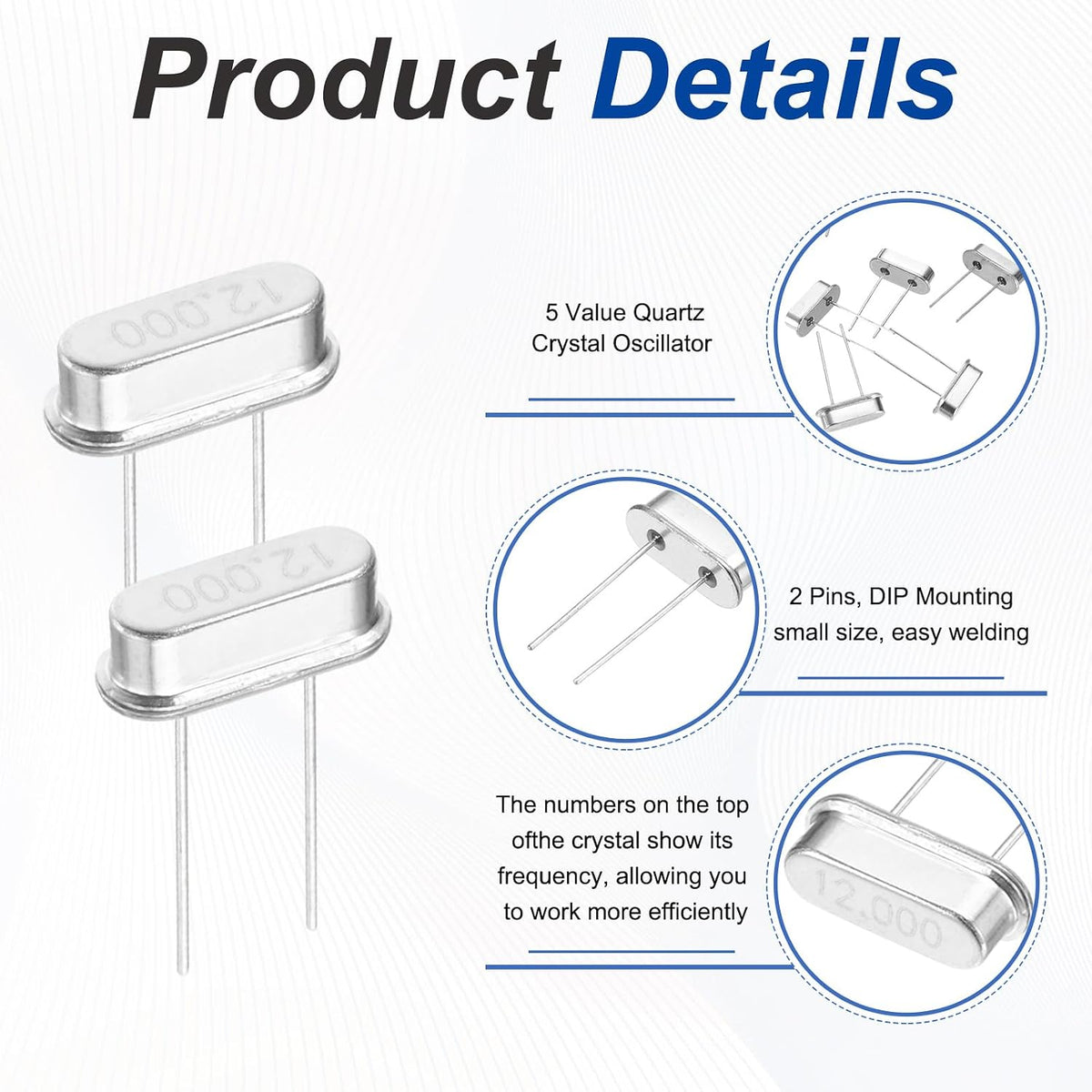 MECCANIXITY 10Pcs Quartz Crystal Oscillator 12MHz DIP 2 Pin