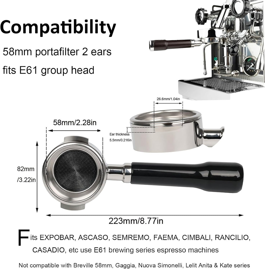 Bottomless Portafilter 58mm Compatible with E61 Group