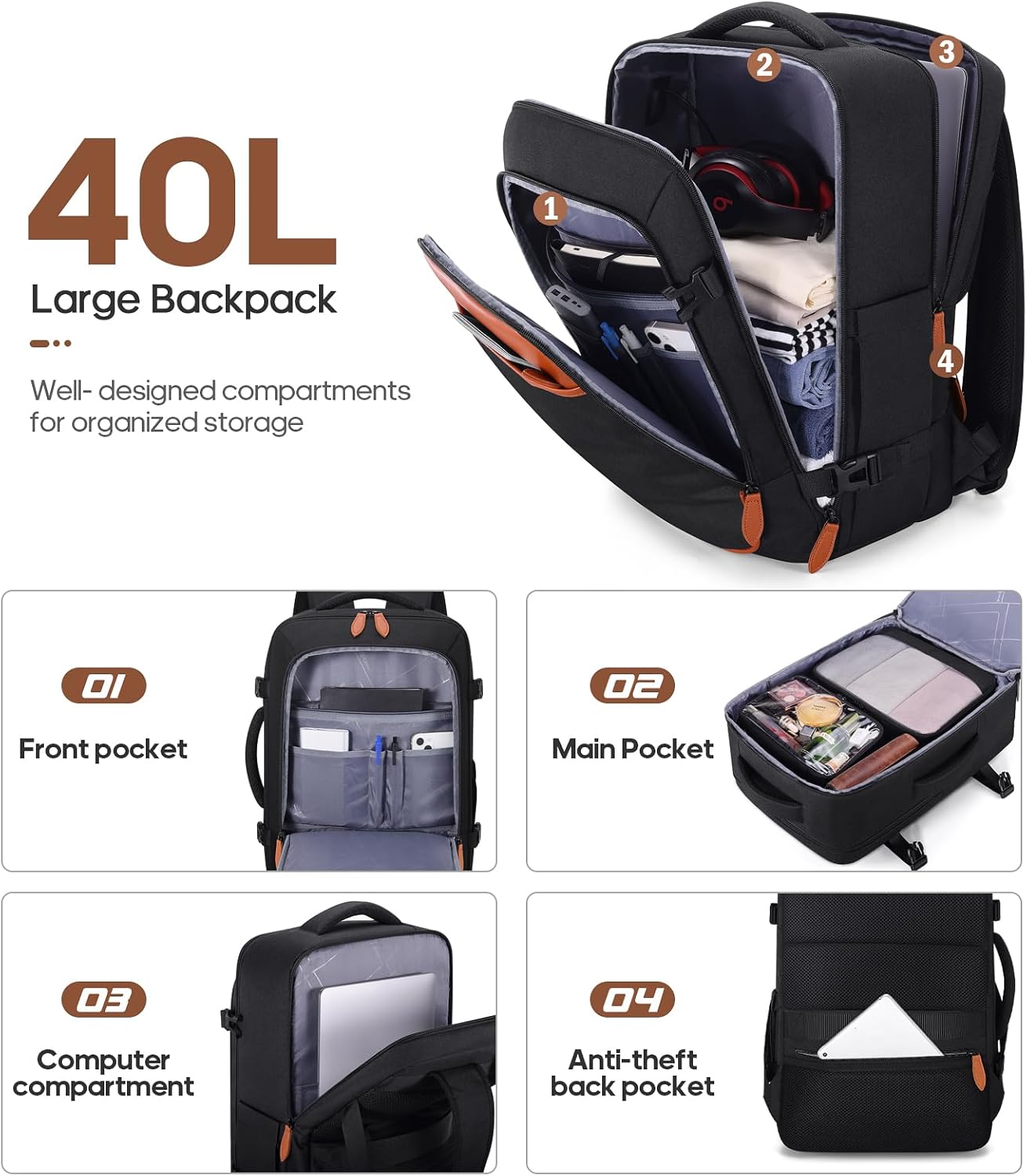 Luggage Sets 3 Piece, Carry On Luggage 20In With Spinner Wheels,PC Hardside Suitcase Set with TSA Lock,Durable Carry