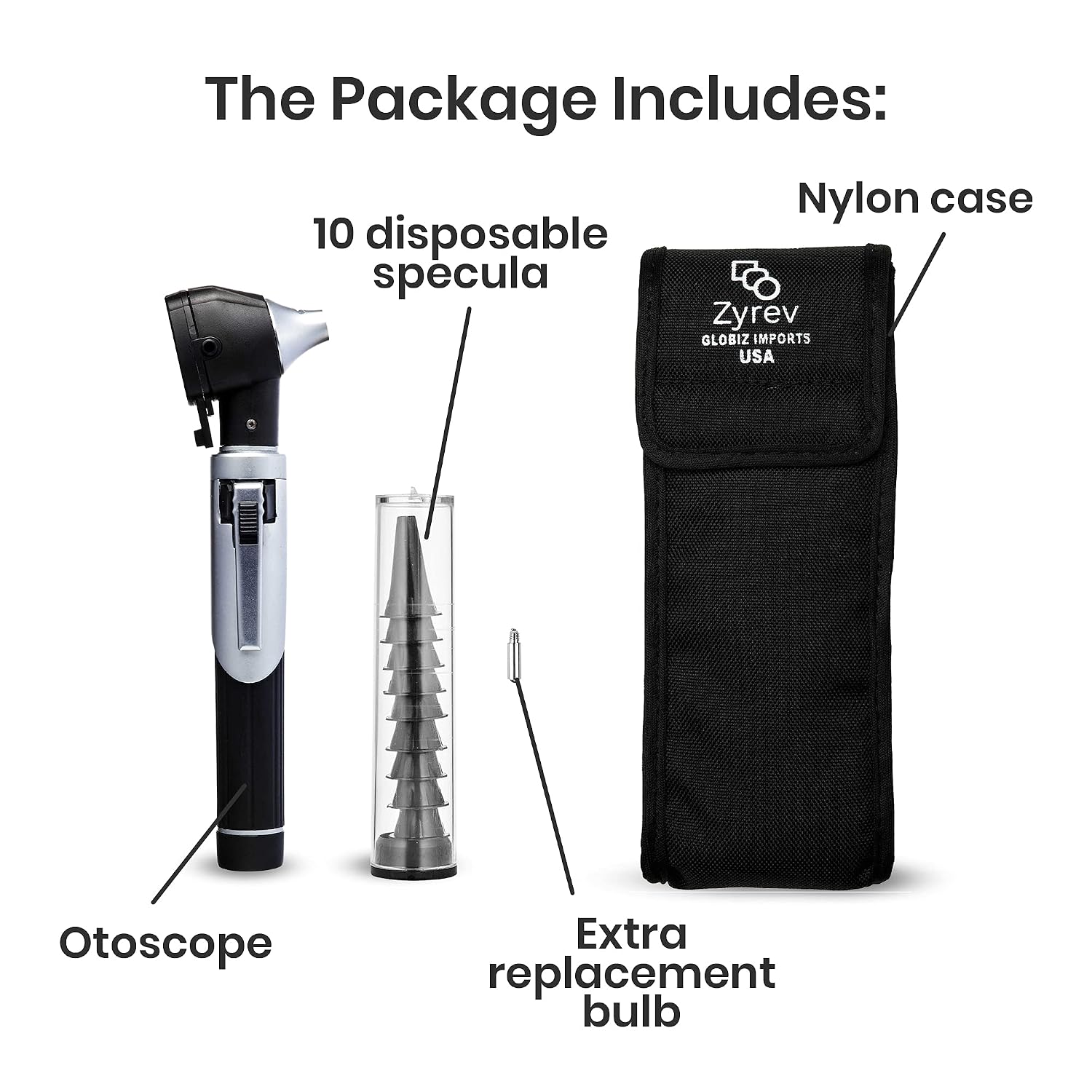 ZetaLife Otoscope - Ear Scope with Light, Ear Infection Detector, Pocket Size (Black Color)