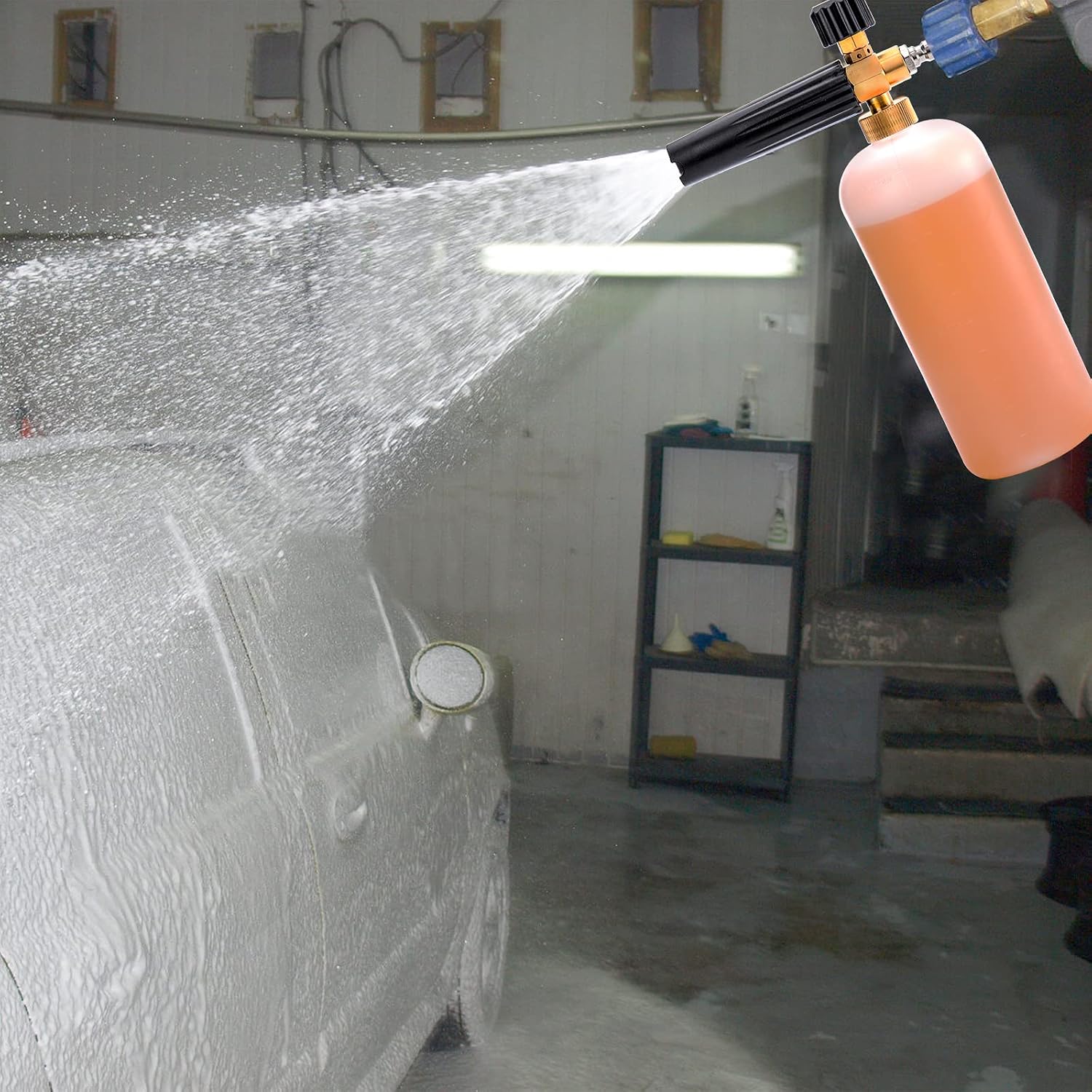 Foam Cannon, Car Wash Pressure Washer Jet Wash 1/4" Quick Connector Adjustable Snow Foam Lance Foam Blaster, 1 Liter