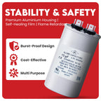 Globe Capacitor, Oval Run Start, 15MFD CBB65 Single Element, 370V/440V