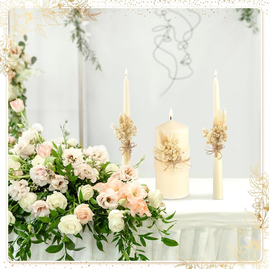 3 Pcs Unity Candles Wedding Ceremony Set,Rustic Style