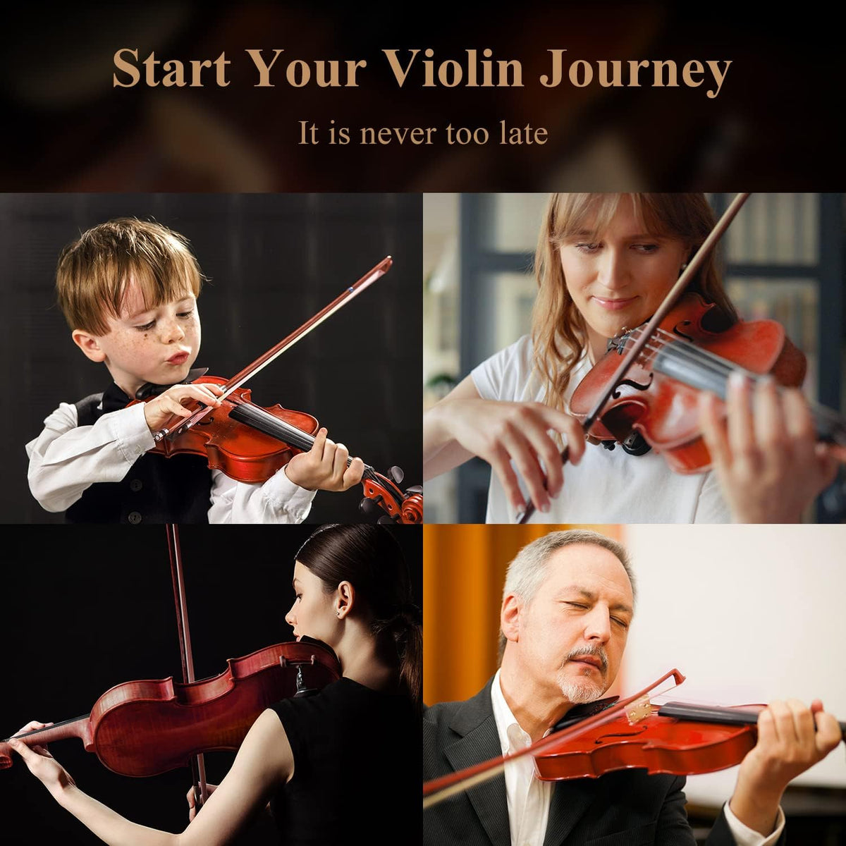 Violin 4/4 Full Size for Adults, Violin Set for Beginners with Hard Case, Rosin, Shoulder Rest, Bow, and Extra