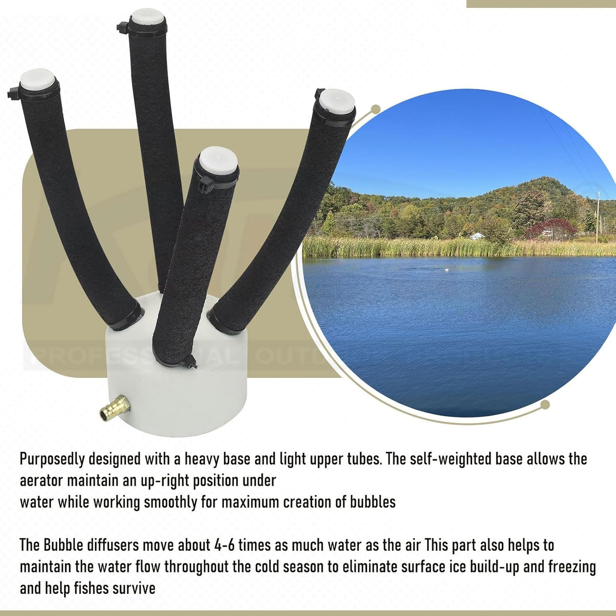 Large Pond Diffuser for Bubbling- Sinking Pond Aquatic Aerators & Deicer