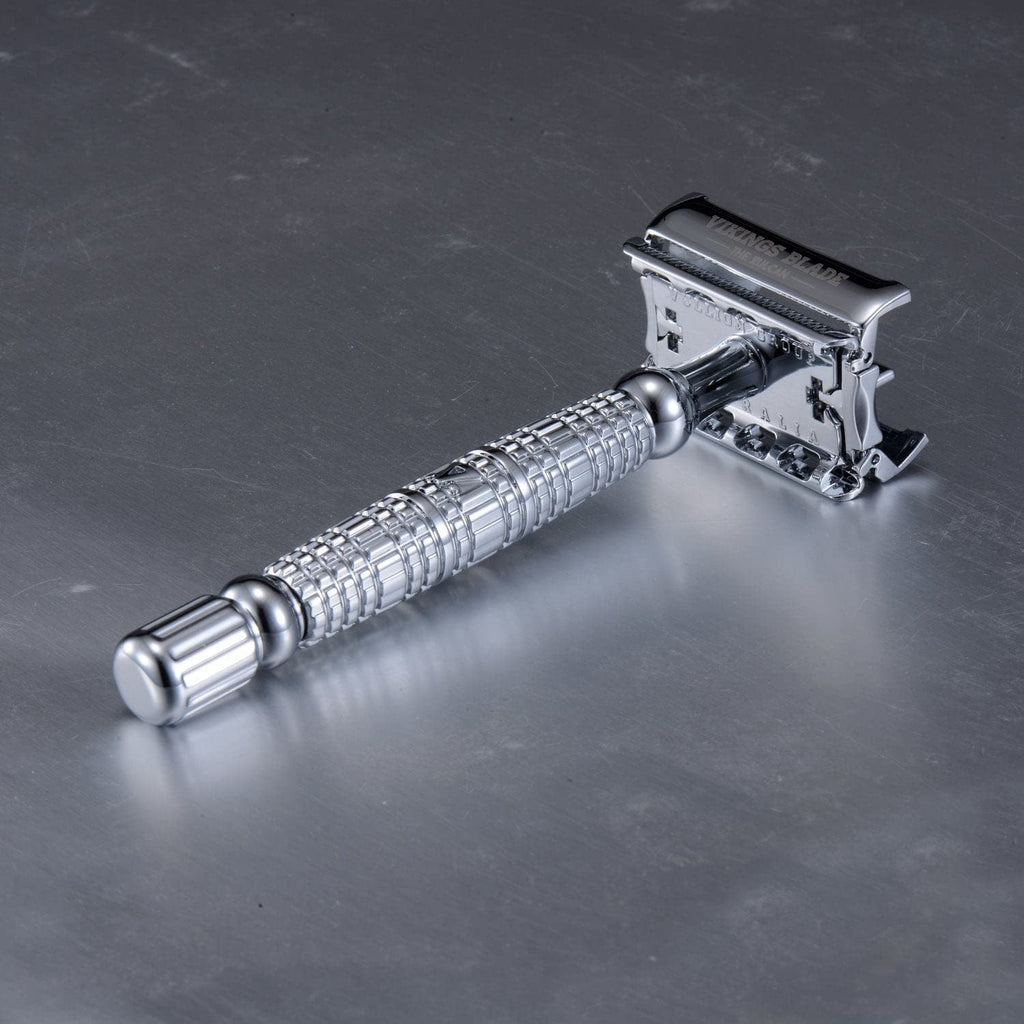 Double Edge Safety Razor for Men + 5 Swedish Steel Blades + Luxury Case. Long Handle. Smooth, Reusable, Eco-Friendly
