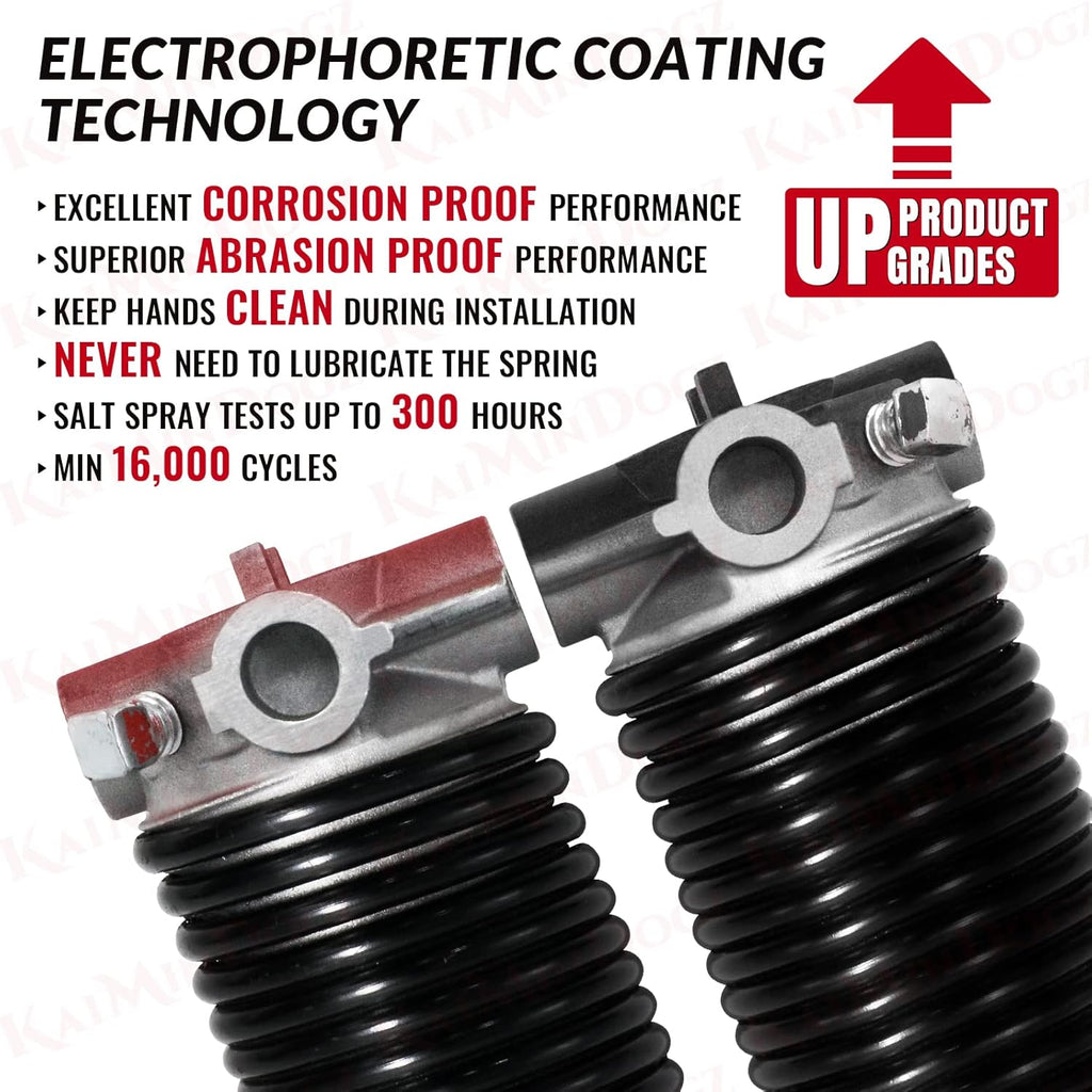 Right Hand Wind (Red Cone) 2" Garage Door Torsion Spring with Non-Slip Winding Bars & Gloves, Electrophoresis Black