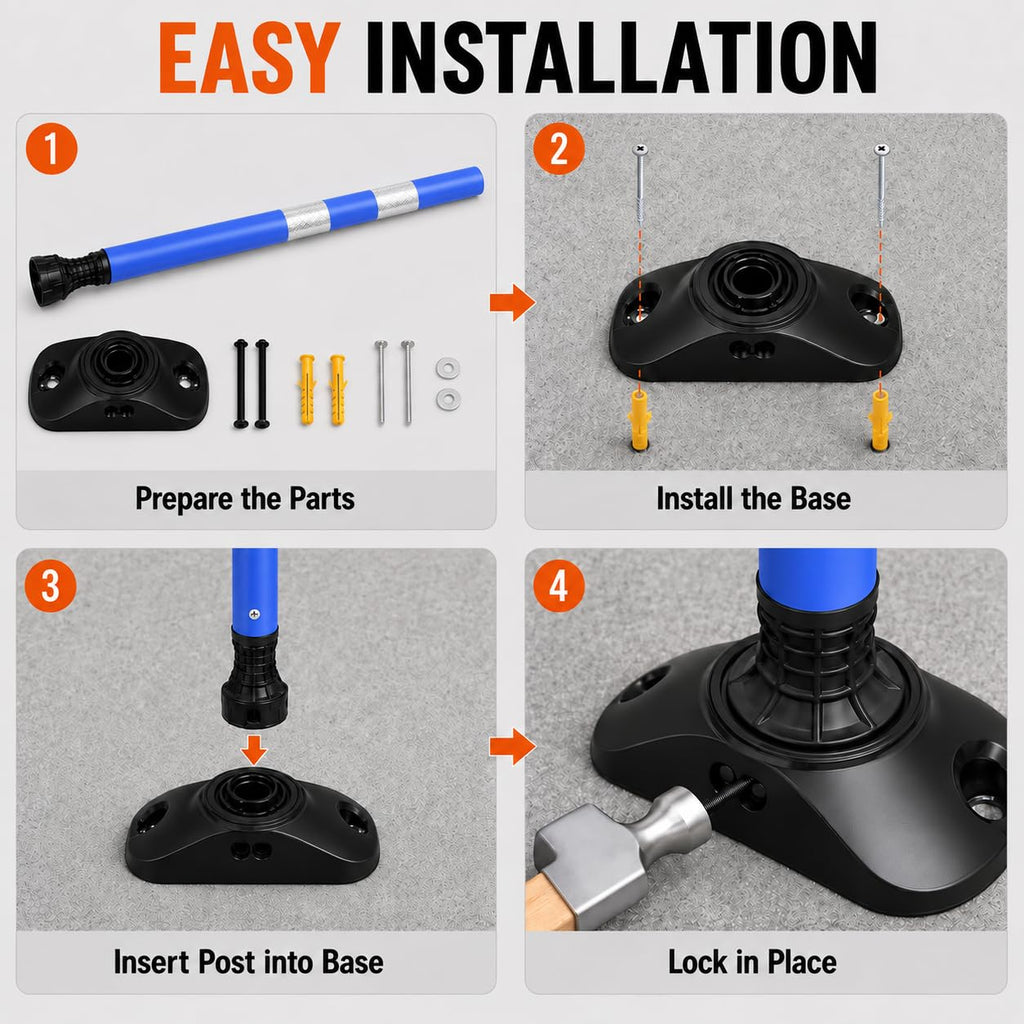 48'' Blue Delineator Posts Cones, 8 Pack PVC Safety Bollards.