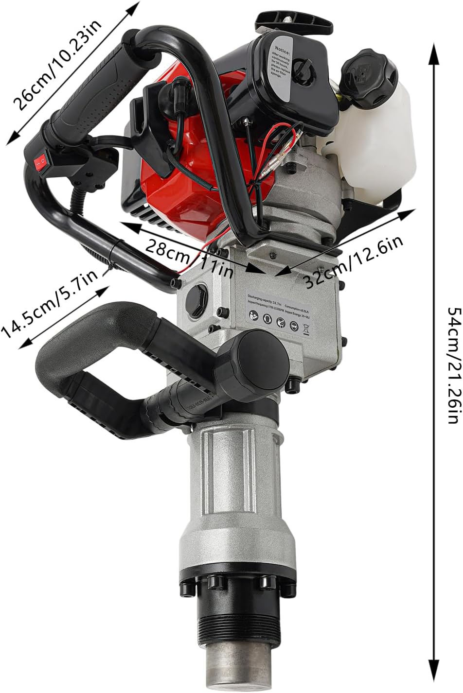 Upgrade T-Post Driver, 32.7CC 2-Stroke Gas-Powered Fence Post Driver, Heavy-Duty Petrol Pile Driver with SDS Max