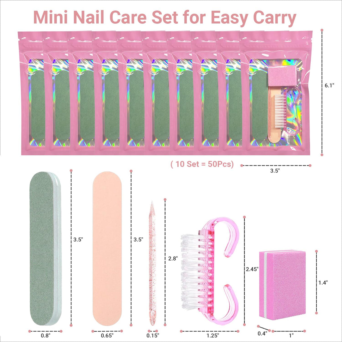 10 Sets Disposable Nail Care Set, Basics 5-in-1 Manicure Kit